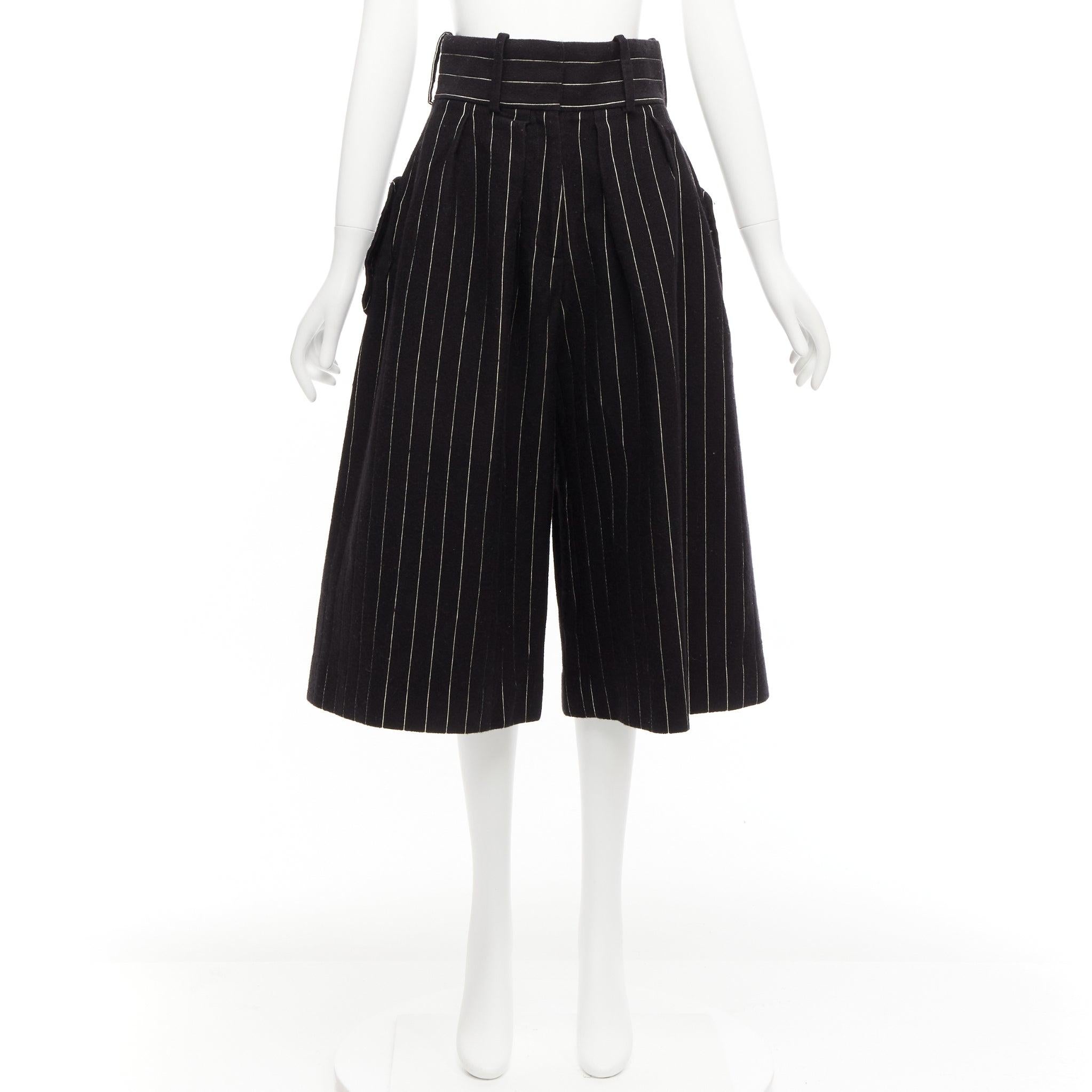 JW ANDERSON black white wool blend pinstripe wide leg culotte UK6 XS For Sale 4