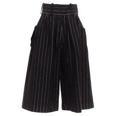 JW ANDERSON black white wool blend pinstripe wide leg culotte UK6 XS