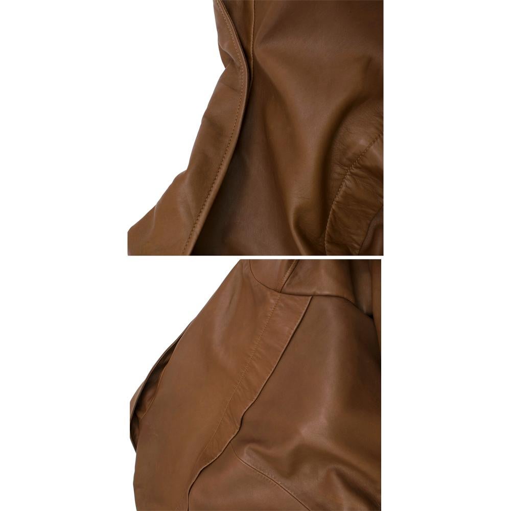 JW Anderson Brown Soft Leather Drawstring Waist Jacket - Estimated Size S In Excellent Condition For Sale In London, GB