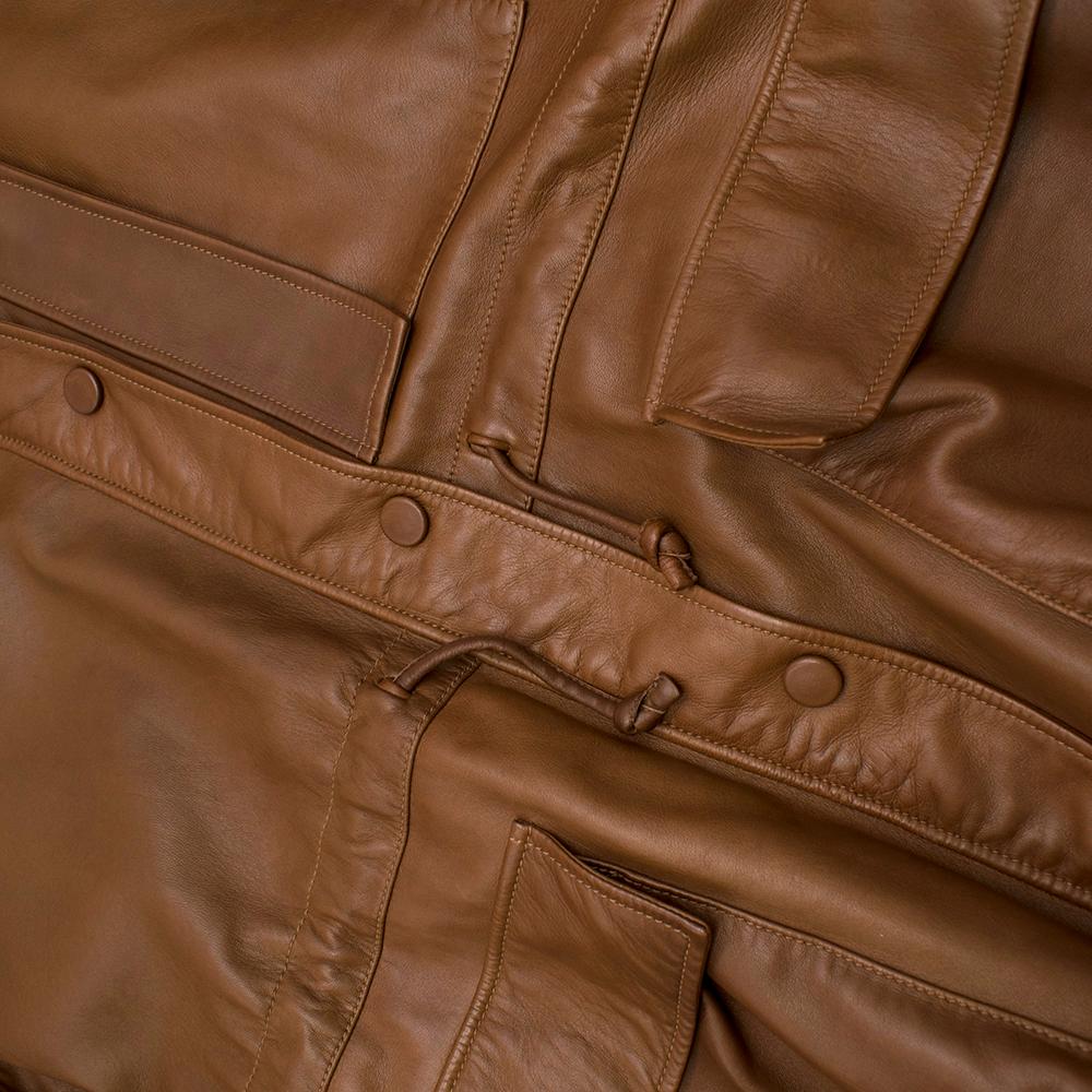 JW Anderson Brown Soft Leather Drawstring Waist Jacket - Estimated Size S For Sale 2