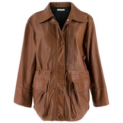 JW Anderson Brown Soft Leather Drawstring Waist Jacket - Estimated Size S