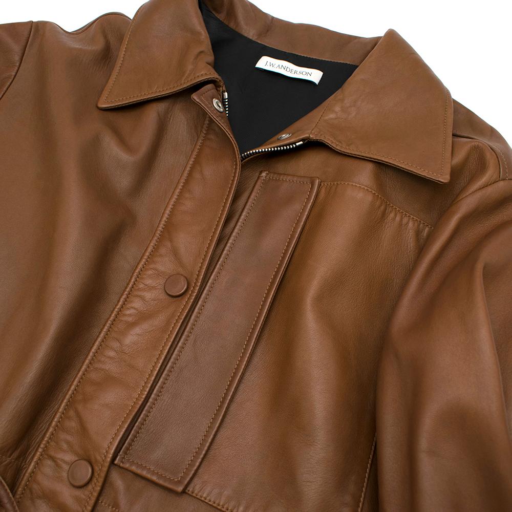 JW Anderson Brown Soft Leather Drawstring Waist Jacket - Size S For Sale 2