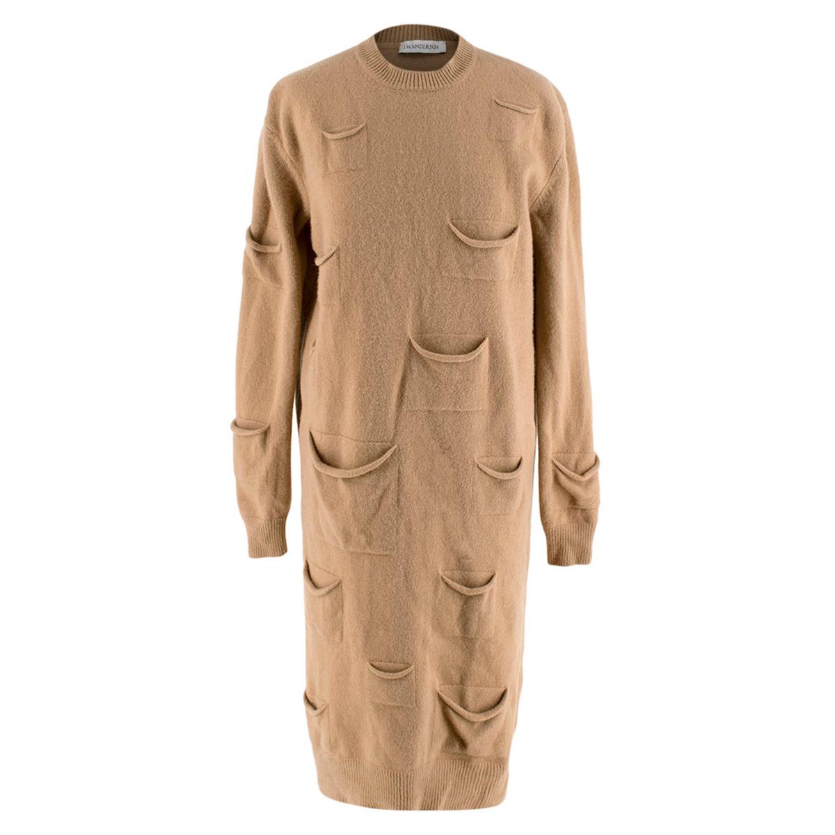 J.W. Anderson Camel Wool & Cashmere Pocket Details Knit Dress - Size S