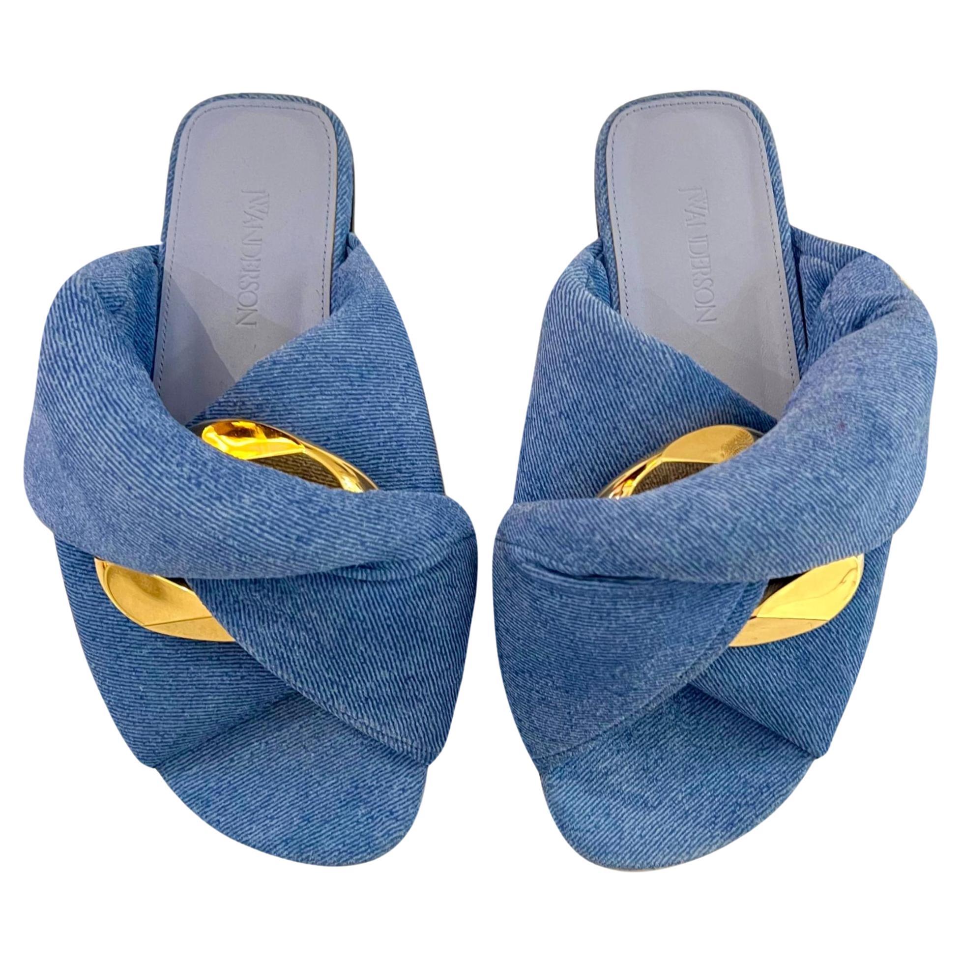 JW Anderson Denim & Chain Twist Slides