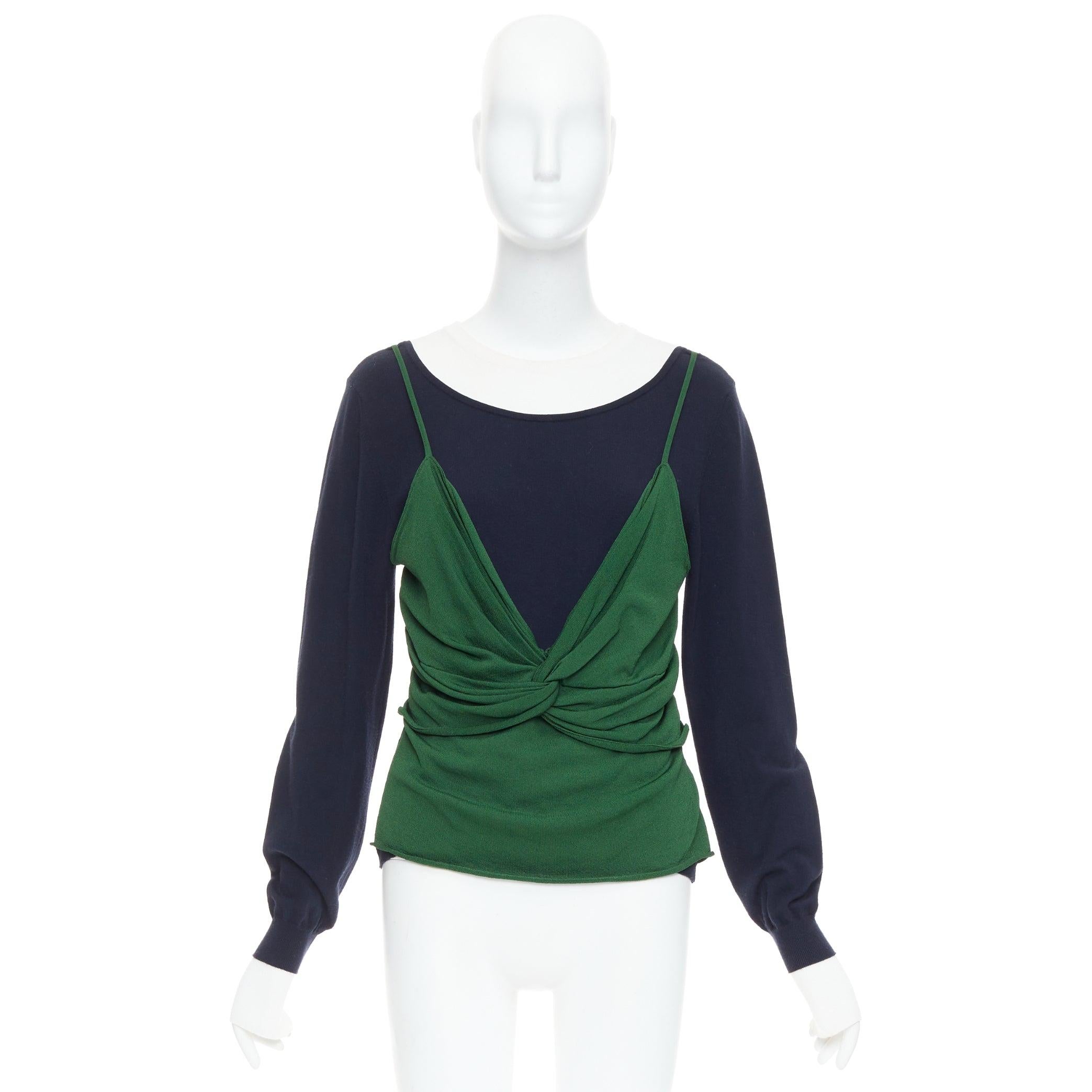 JW ANDERSON Pull drapé cami déconstruit vert marine L en vente 4