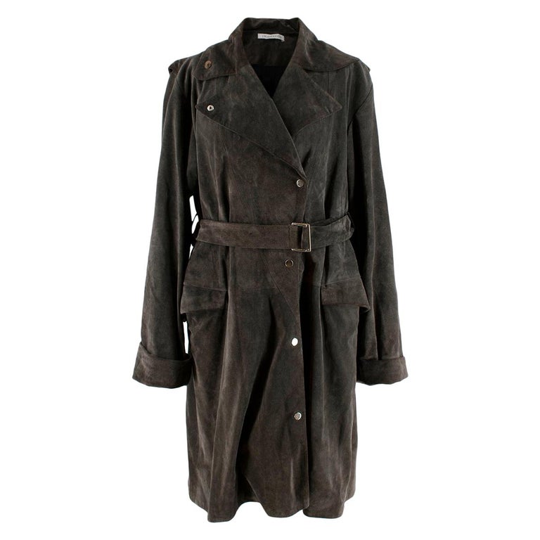 J.W. Anderson Grey Suede Trench Coat Size XXS For Sale at 1stDibs