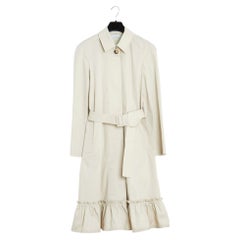 JW Anderson Impermeable FR36 38 Beige Cotton Ruffle Belted Trench Coat UK8 US4