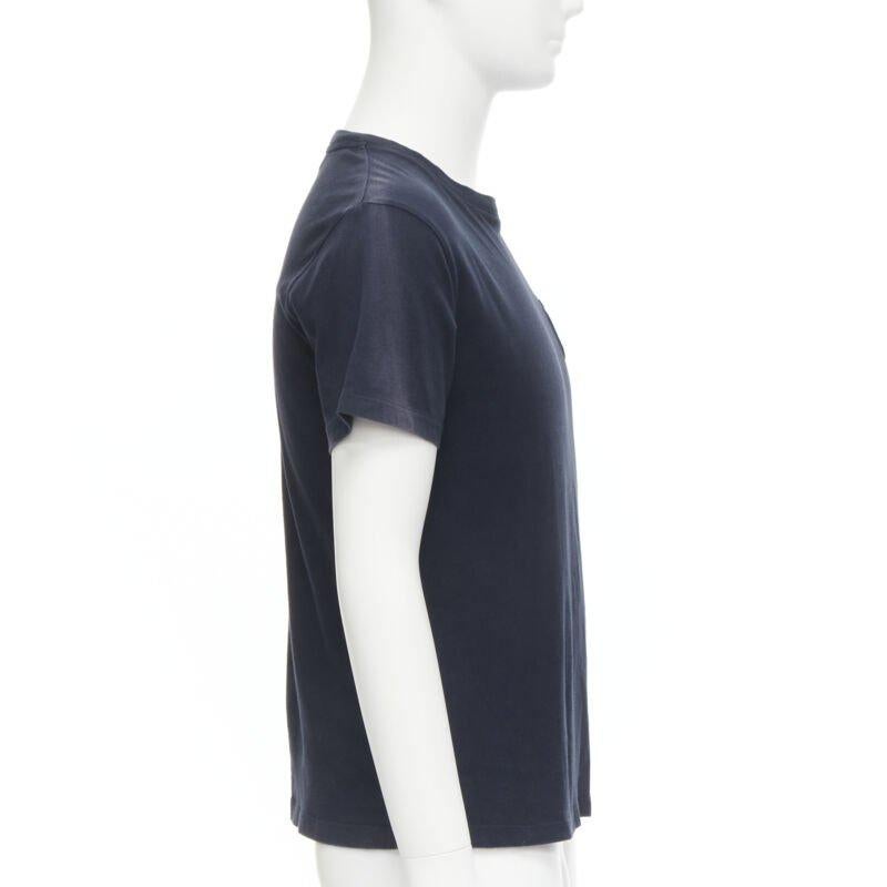 JW Anderson JWA logo embroidered navy blue cotton tie sleeve T-shirt S In Excellent Condition For Sale In Hong Kong, NT