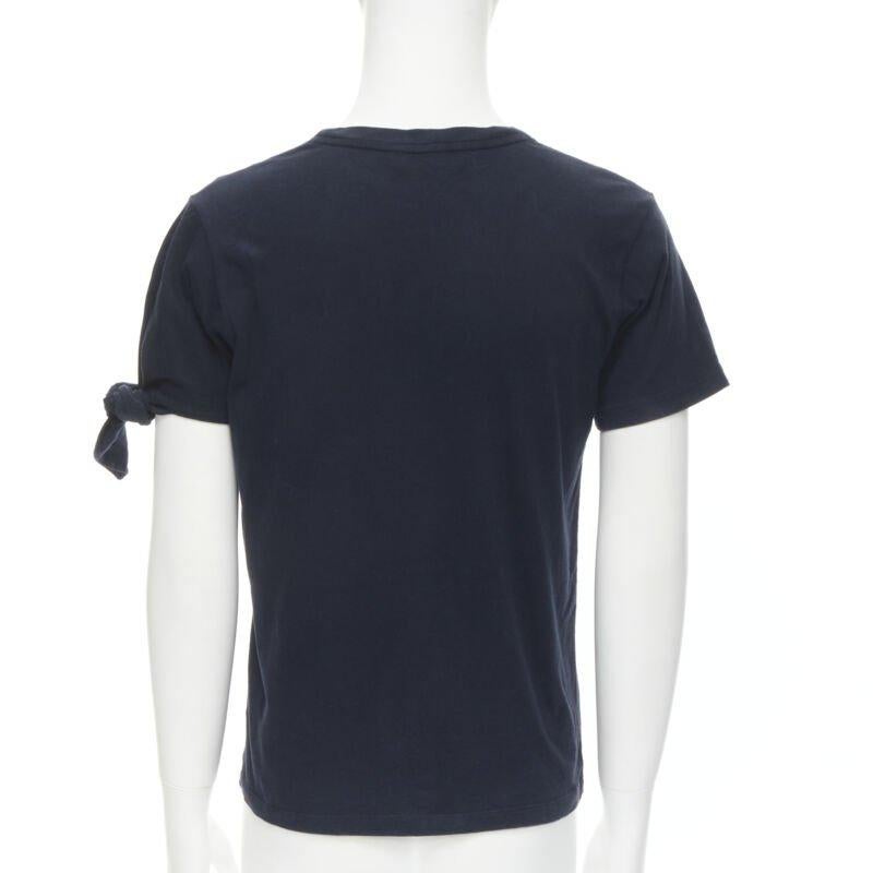 Men's JW Anderson JWA logo embroidered navy blue cotton tie sleeve T-shirt S For Sale