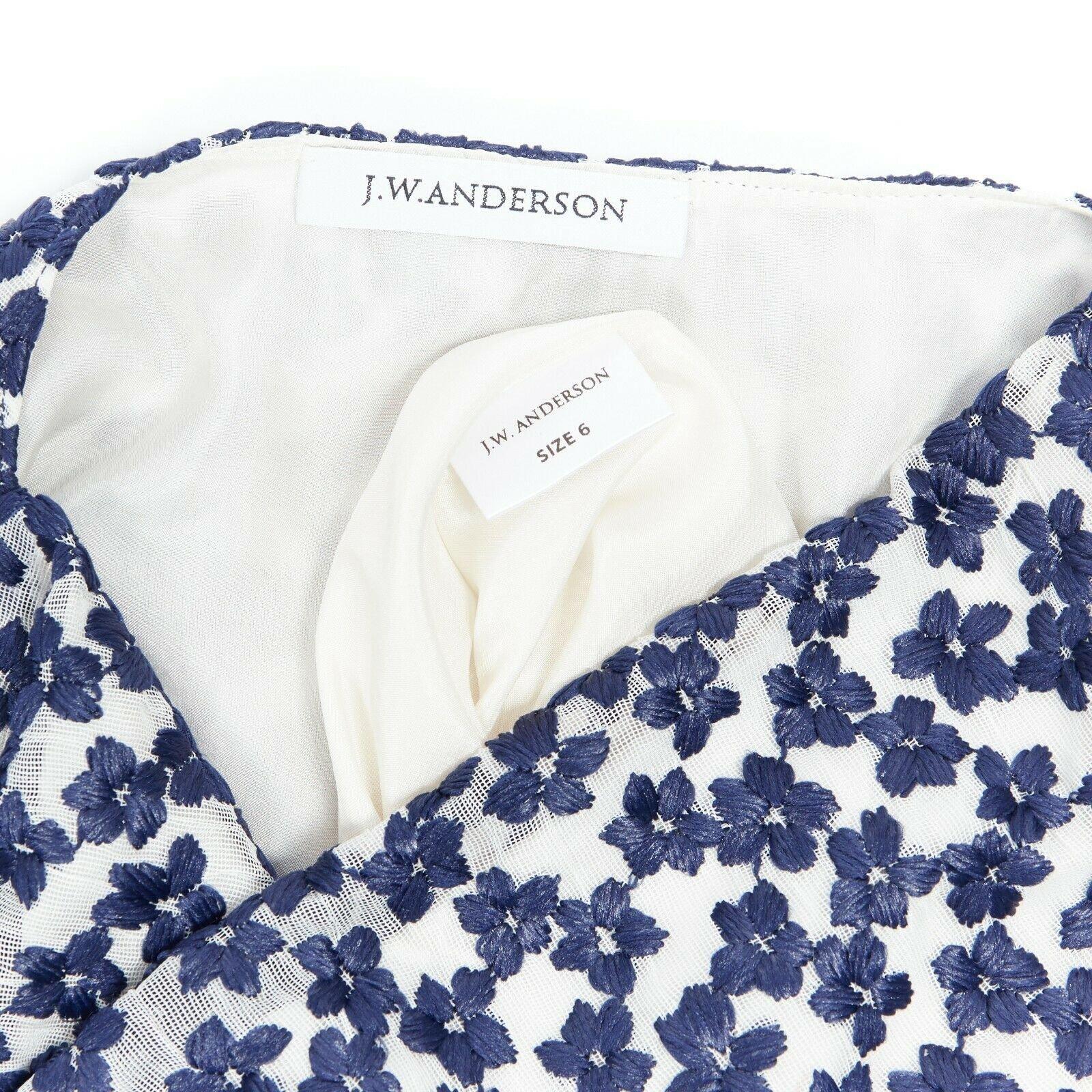 JW ANDERSON marineblaue Chiffon-Cape-Ärmel mit Blumenstickerei UK6 5