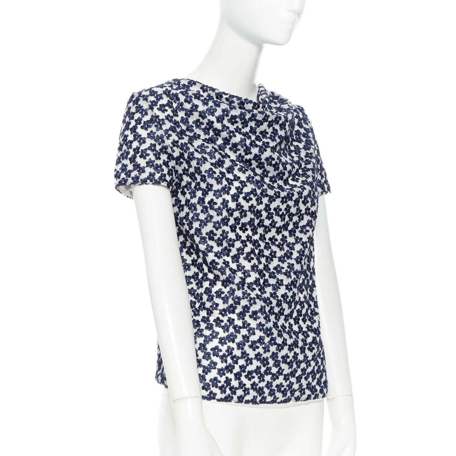 JW ANDERSON marineblaue Chiffon-Cape-Ärmel mit Blumenstickerei UK6 (Grau)