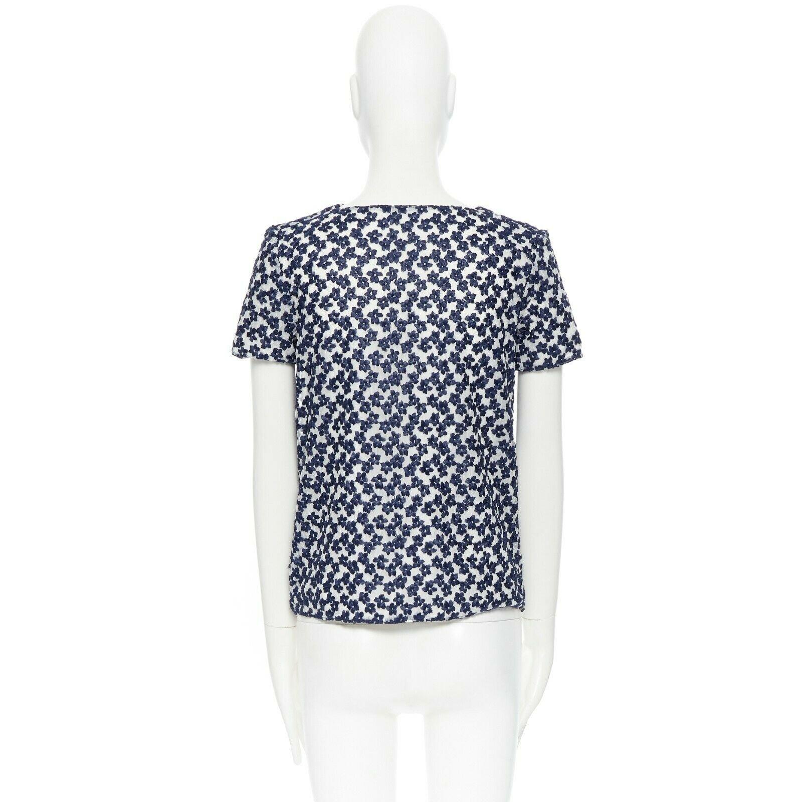 JW ANDERSON marineblaue Chiffon-Cape-Ärmel mit Blumenstickerei UK6 Damen