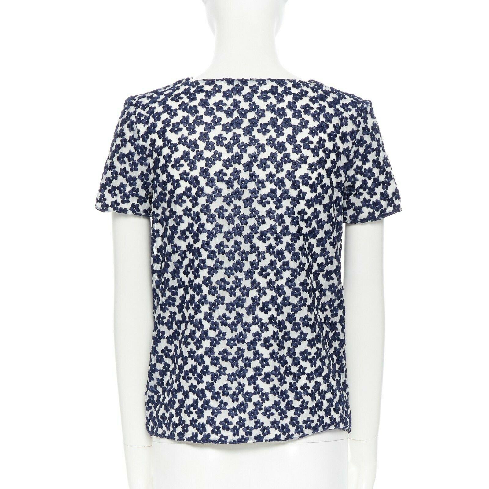JW ANDERSON marineblaue Chiffon-Cape-Ärmel mit Blumenstickerei UK6 1