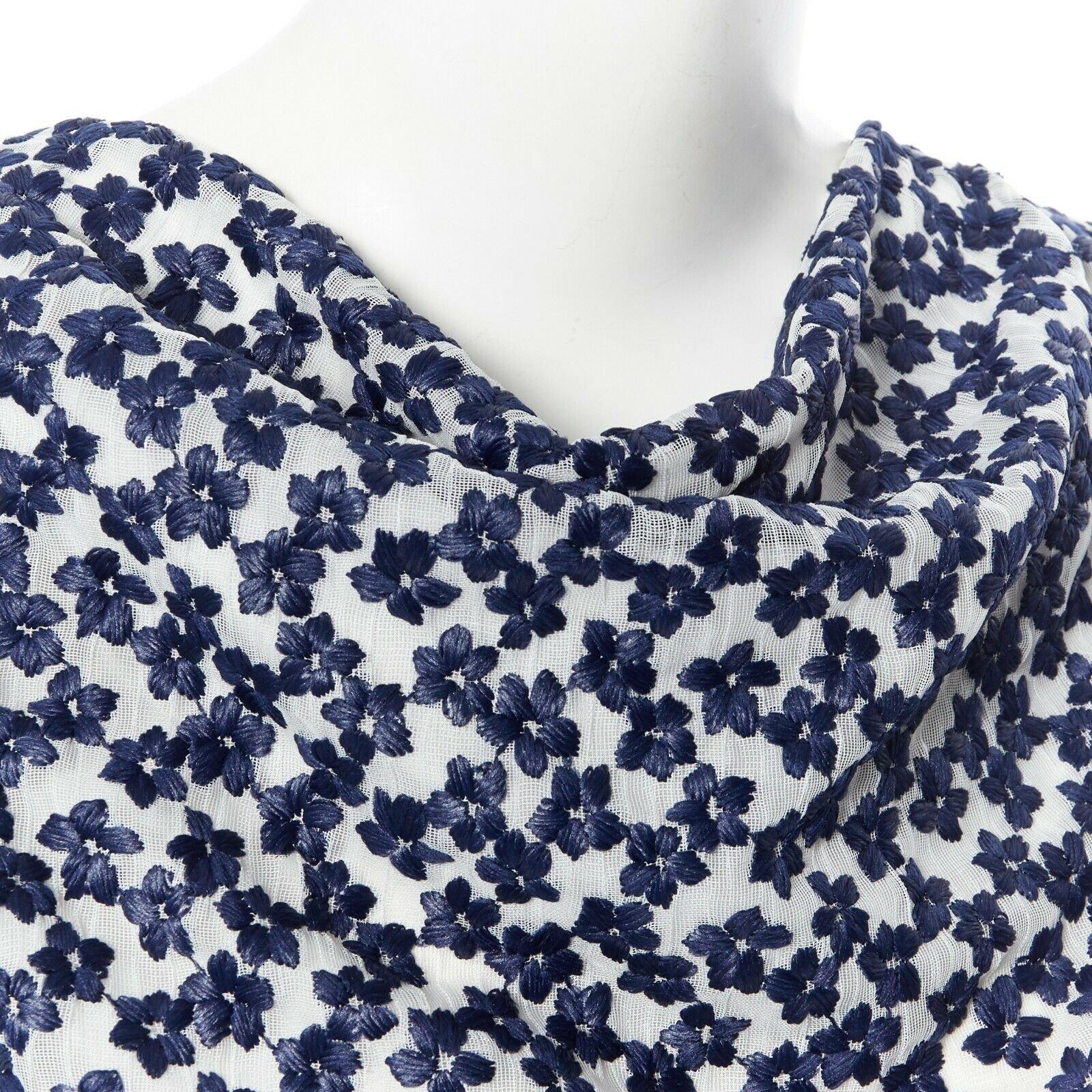 JW ANDERSON marineblaue Chiffon-Cape-Ärmel mit Blumenstickerei UK6 2