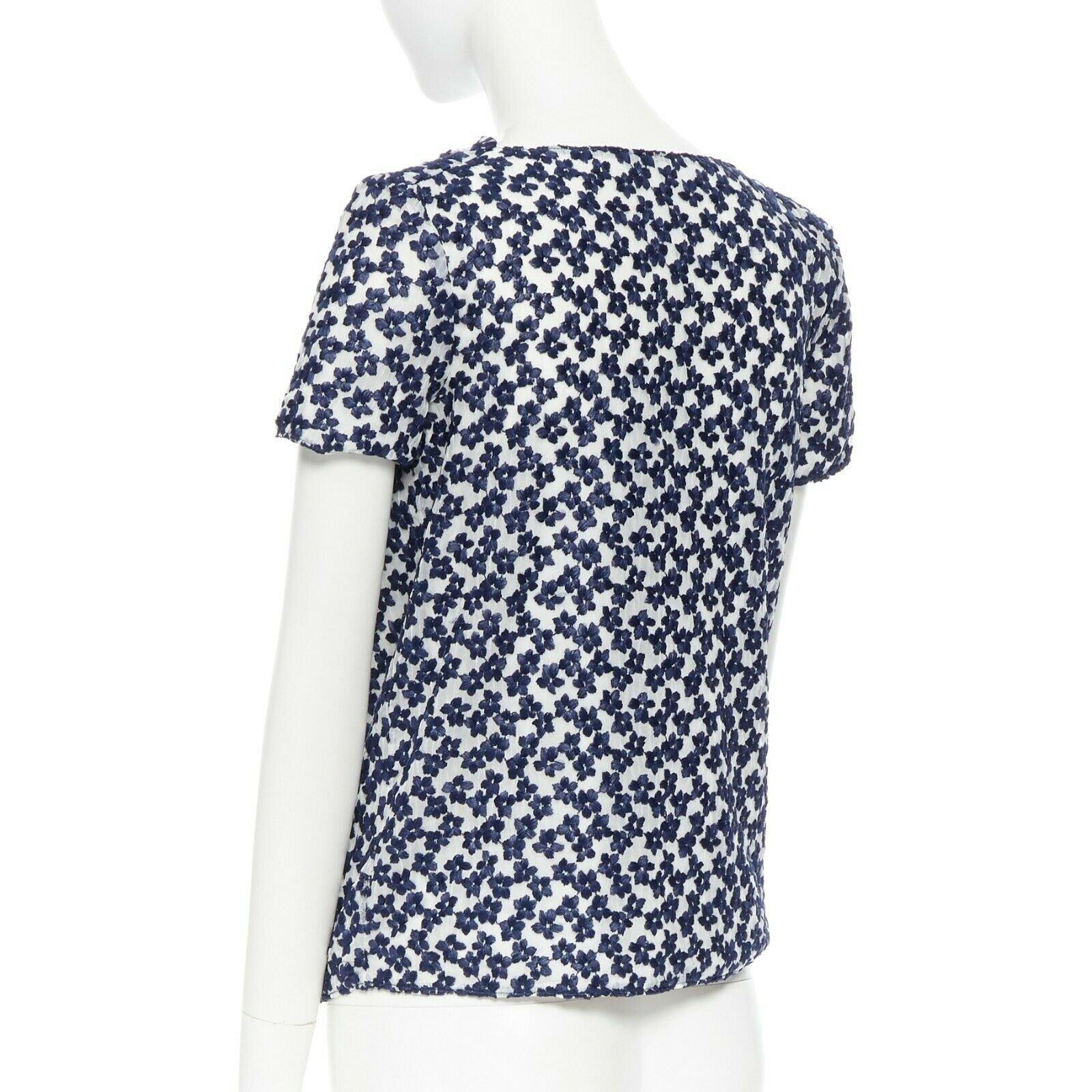 JW ANDERSON marineblaue Chiffon-Cape-Ärmel mit Blumenstickerei UK6 3