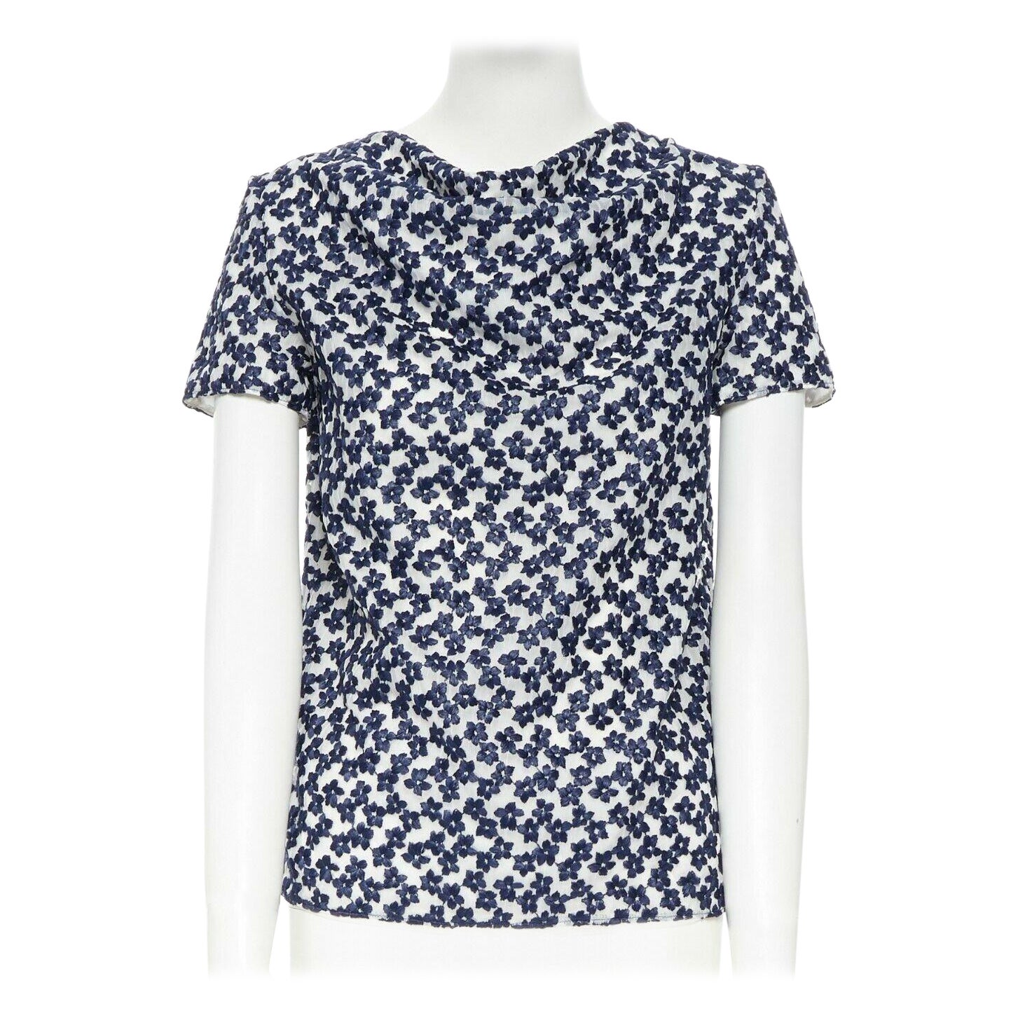 JW ANDERSON marineblaue Chiffon-Cape-Ärmel mit Blumenstickerei UK6