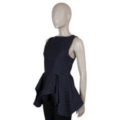 JW ANDERSON, chemise à peplum en laine bleu marine à fines rayures, collection 2024, taille XS