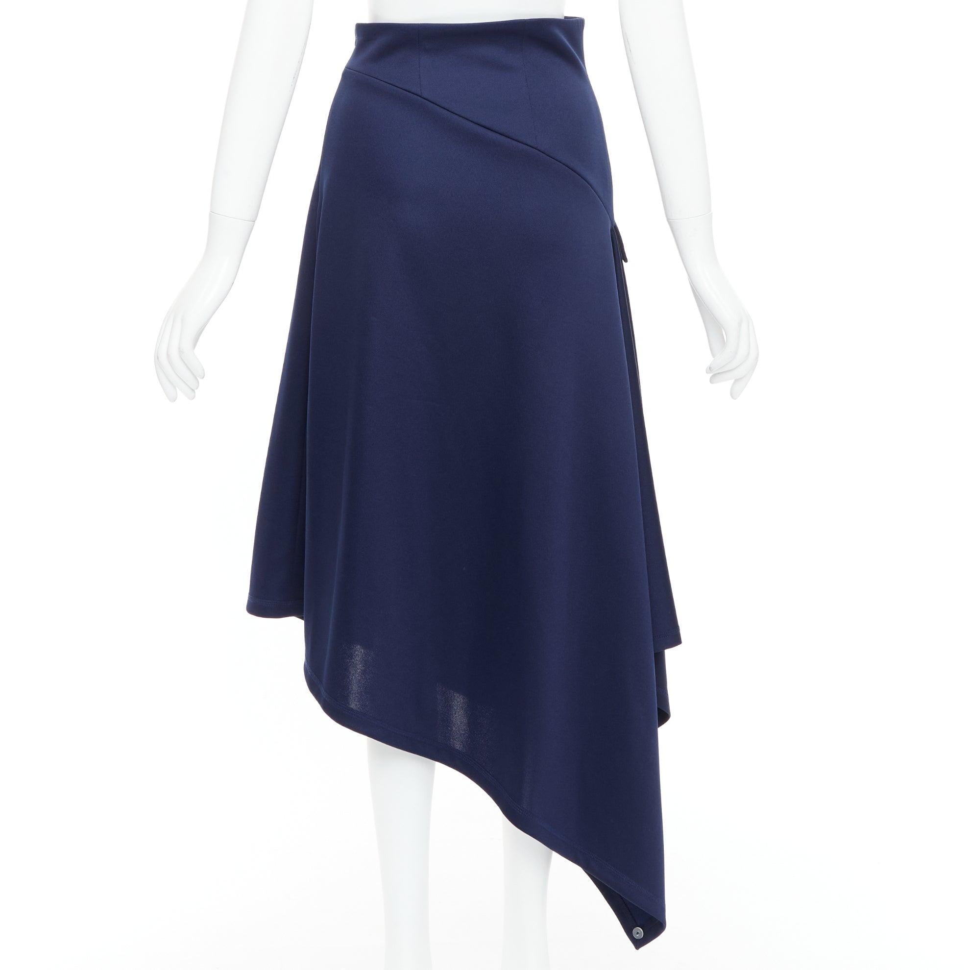 JW ANDERSON navy flap front bias cut asymmetric midi skirt UK8 S Pour femmes en vente