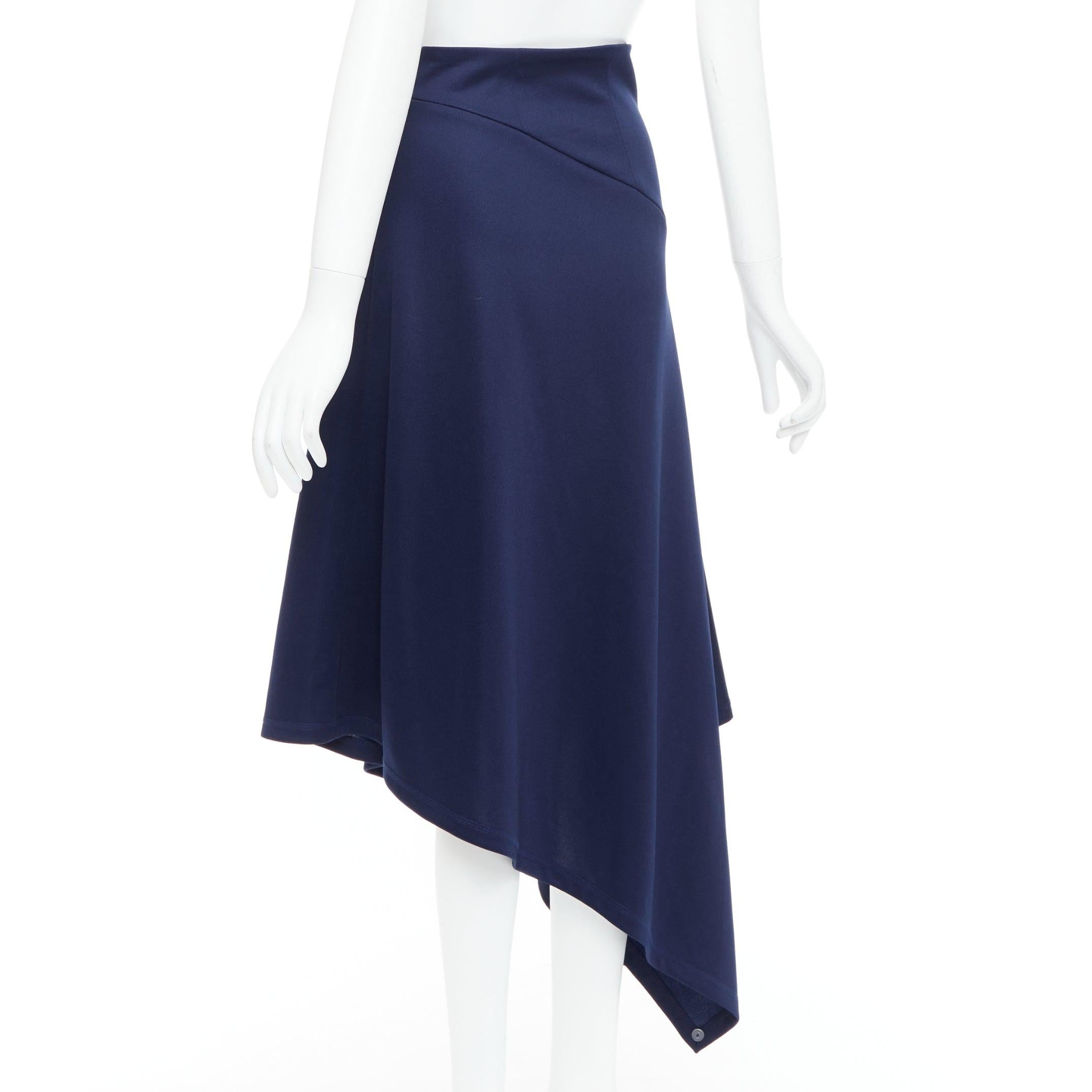 JW ANDERSON navy flap front bias cut asymmetric midi skirt UK8 S en vente 1