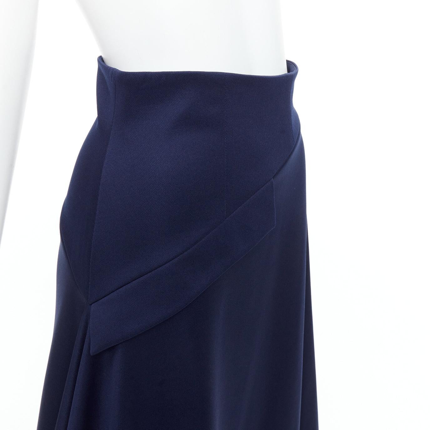 JW ANDERSON navy flap front bias cut asymmetric midi skirt UK8 S en vente 2