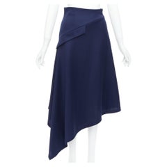 JW ANDERSON navy flap front bias cut asymmetric midi skirt UK8 S