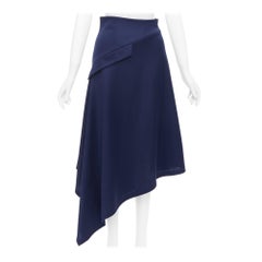 JW ANDERSON navy flap front bias cut asymmetric midi skirt UK8 S