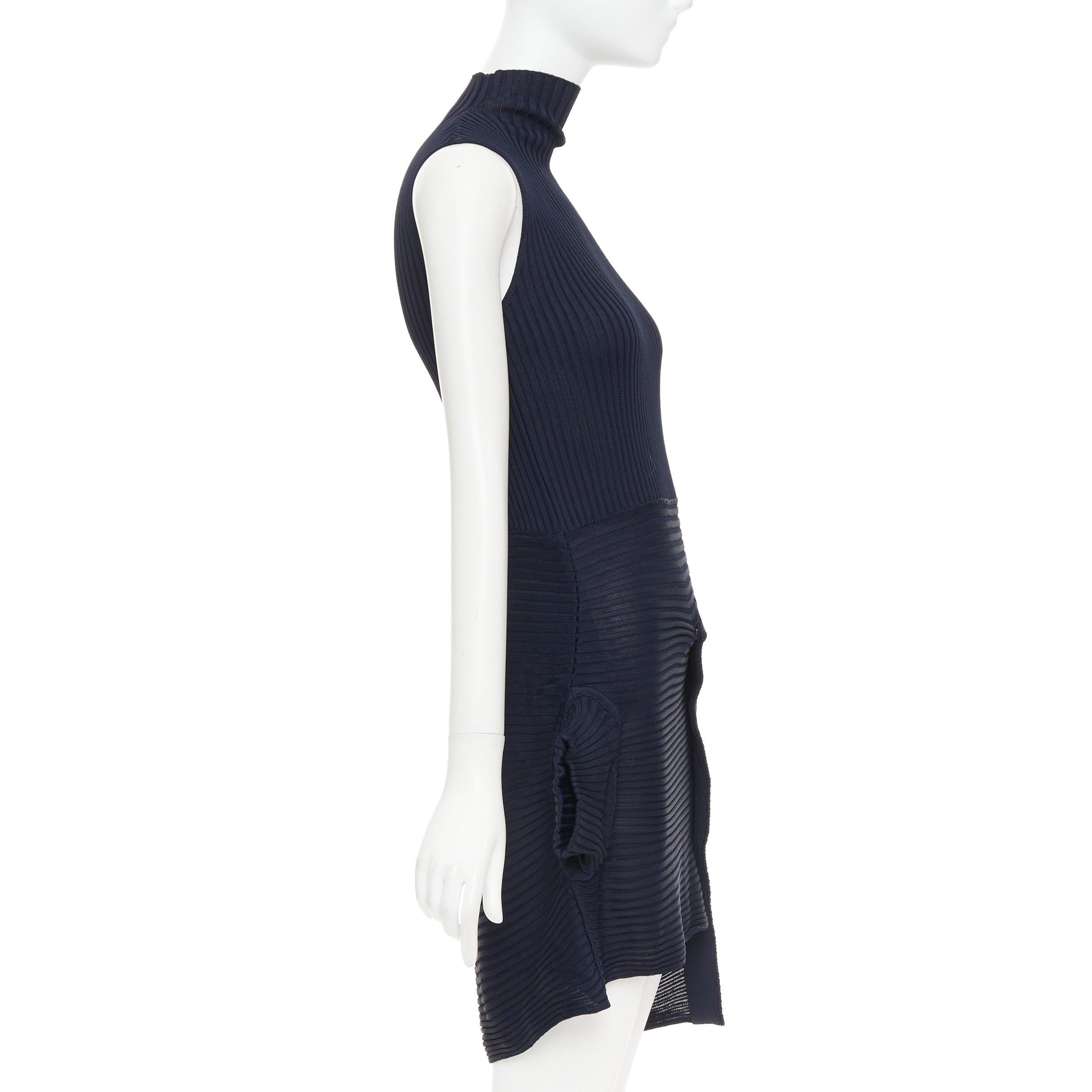 JW ANDERSON minivestido deconstruido de viscosa azul marino y cuello alto XS en Bueno estado para la venta en Hong Kong, NT