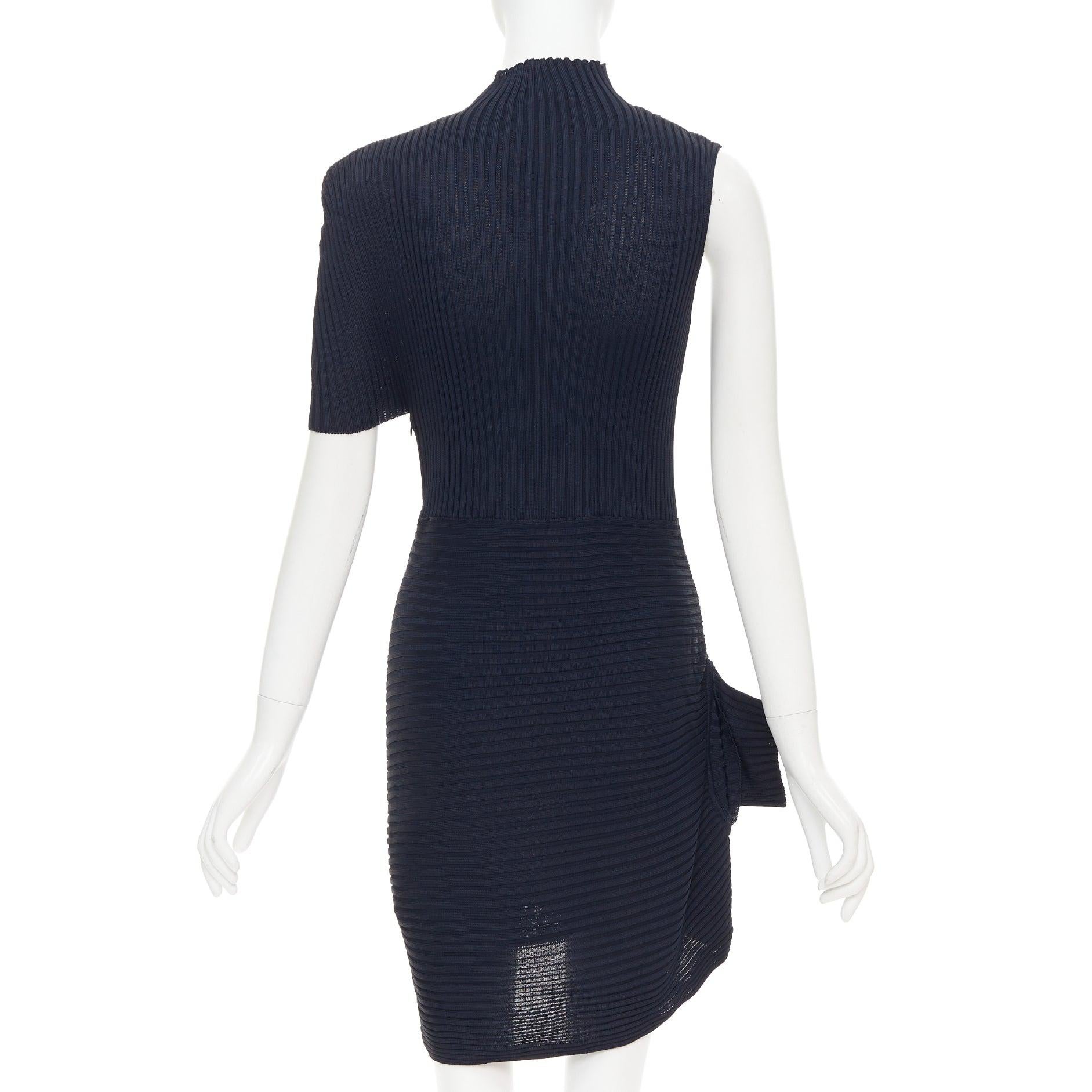 De las mujeres JW ANDERSON minivestido deconstruido de viscosa azul marino y cuello alto XS en venta