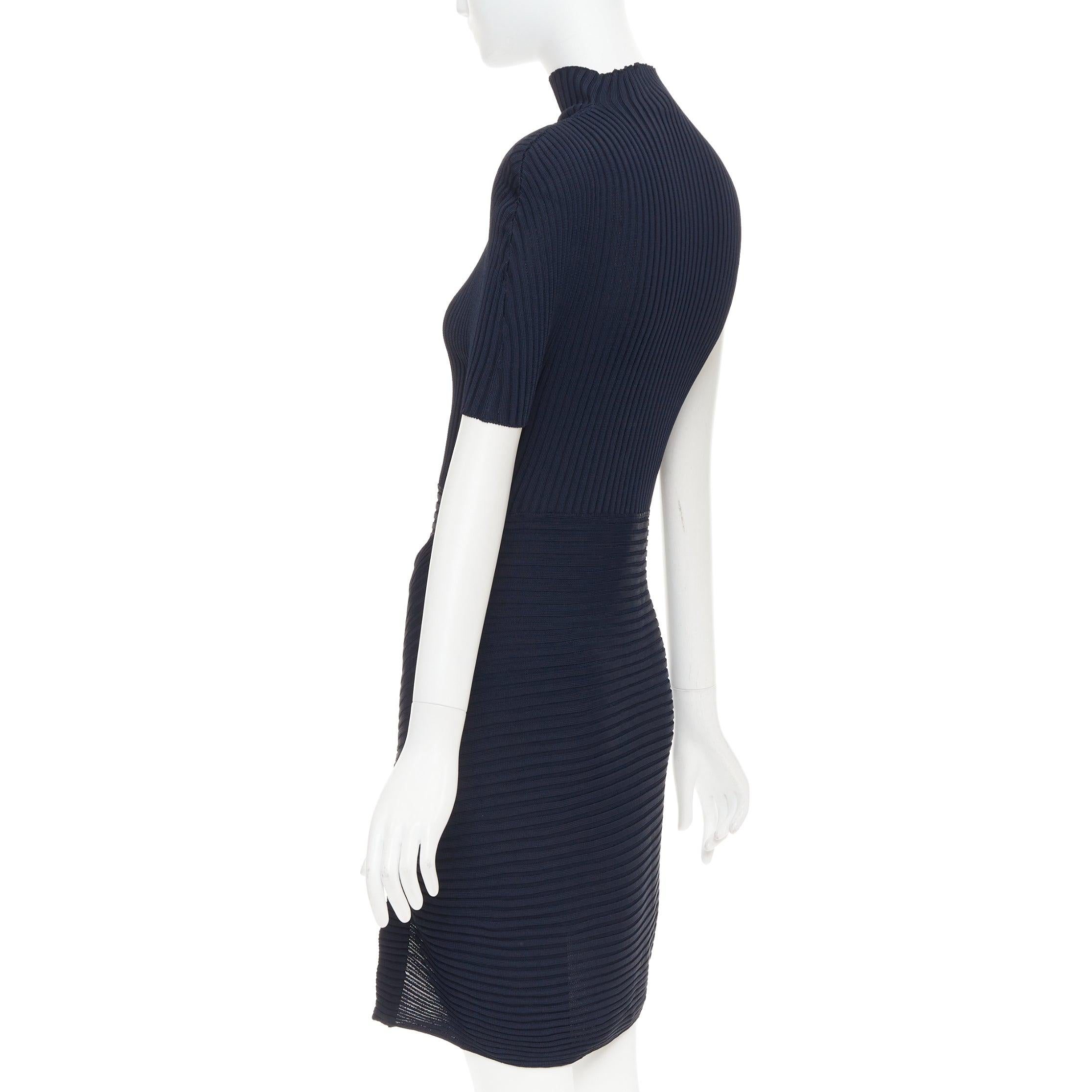 JW ANDERSON minivestido deconstruido de viscosa azul marino y cuello alto XS en venta 1