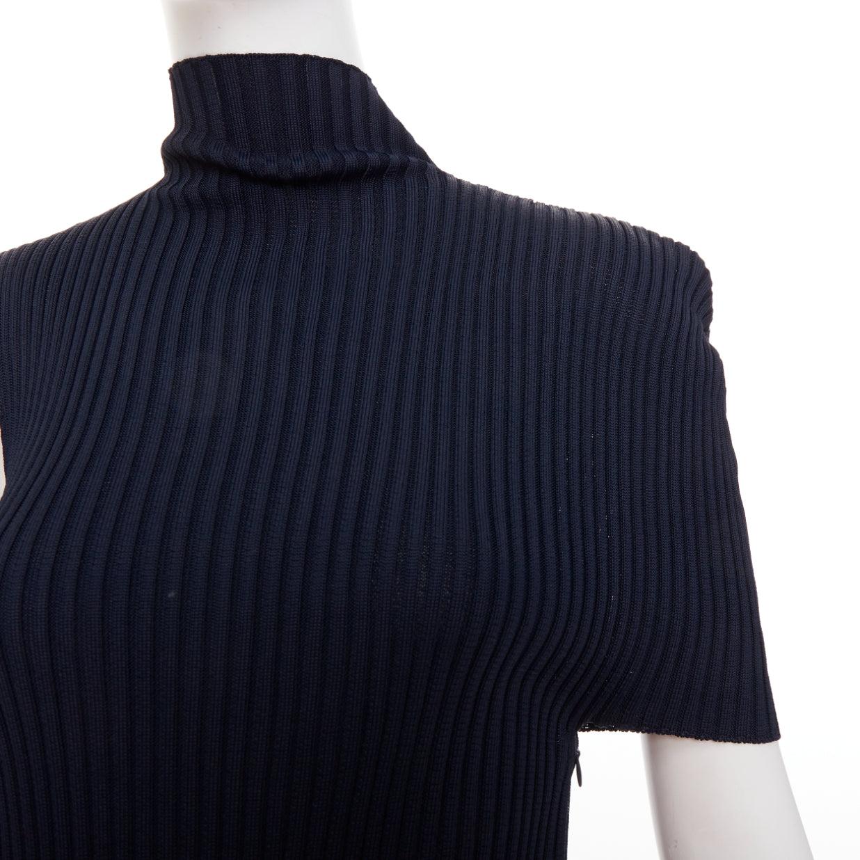 JW ANDERSON minivestido deconstruido de viscosa azul marino y cuello alto XS en venta 2