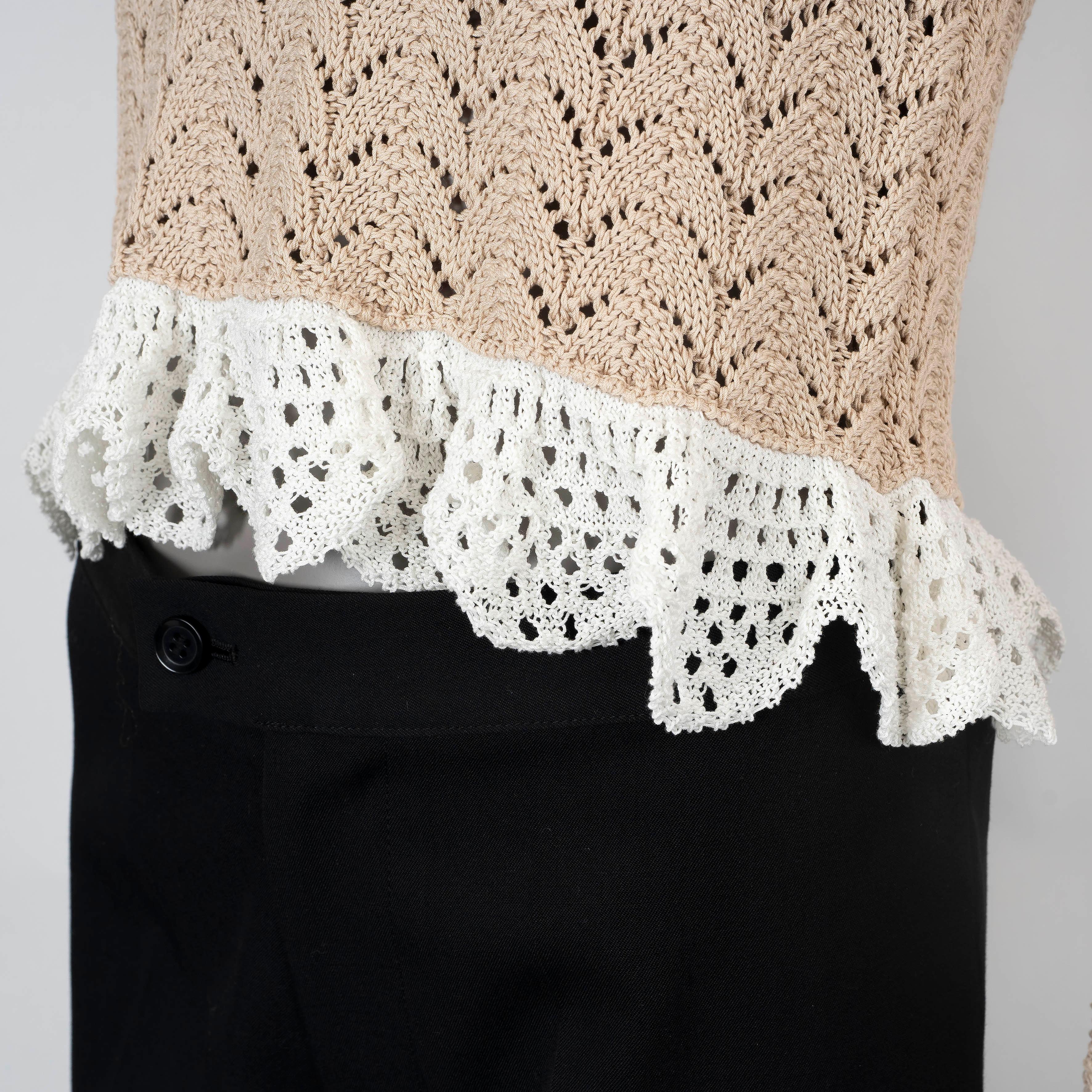 J.W. ANDERSON nude cotton CROCHET FRIL Sweater XS For Sale 2