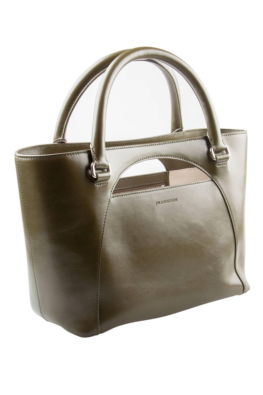 Brown J.W Anderson Olive Leather Medium Moon Tote