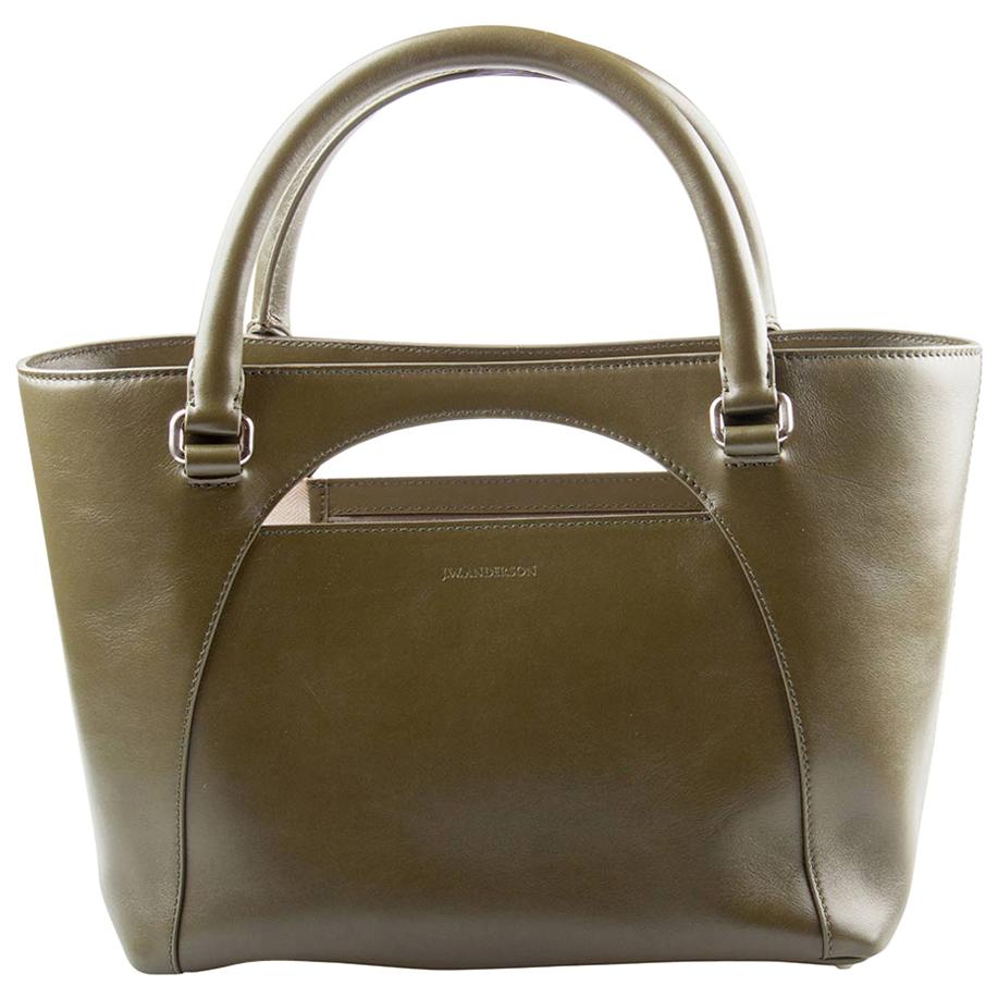 J.W Anderson Olive Leather Medium Moon Tote