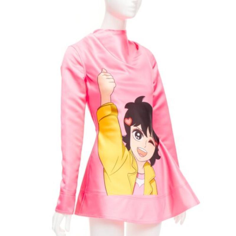 Rosa JW ANDERSON rosa Run Hany Manga stampa taglio irregolare peplum mini abito UK6 XS in vendita