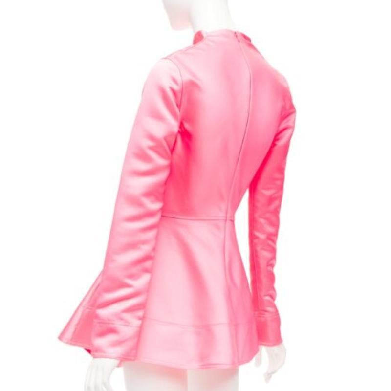 JW ANDERSON rosa Run Hany Manga stampa taglio irregolare peplum mini abito UK6 XS in vendita 1