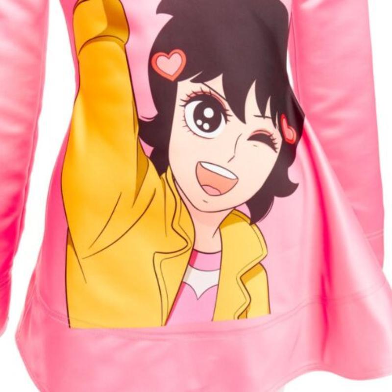 JW ANDERSON rosa Run Hany Manga stampa taglio irregolare peplum mini abito UK6 XS in vendita 2