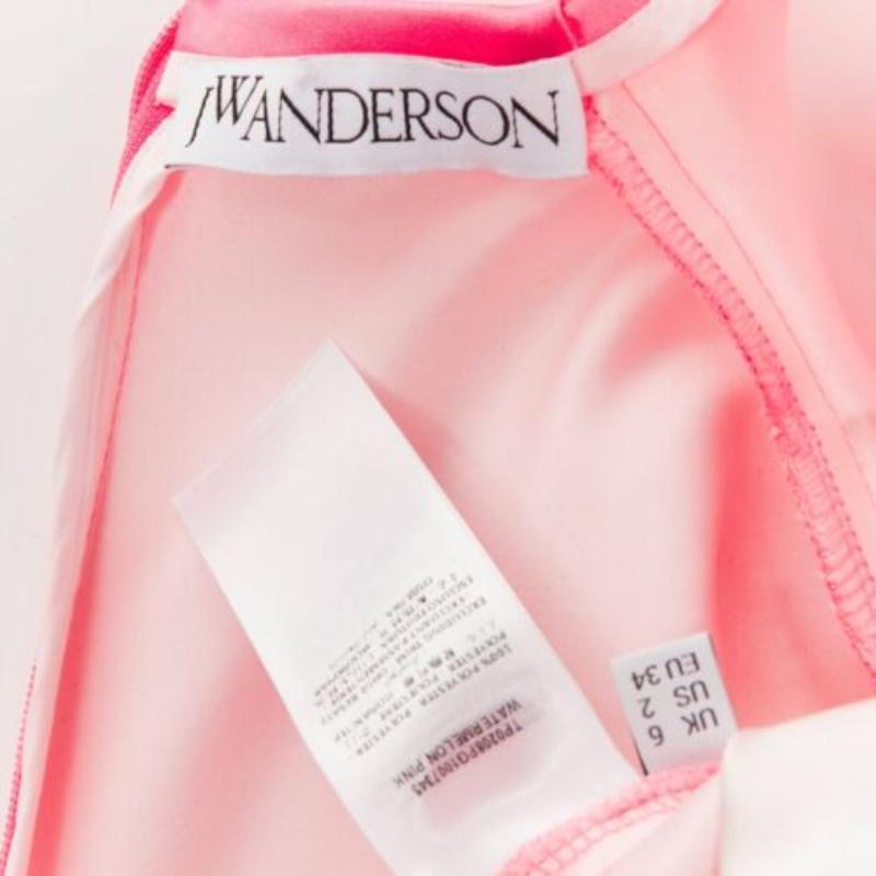 JW ANDERSON rosa Run Hany Manga stampa taglio irregolare peplum mini abito UK6 XS in vendita 3