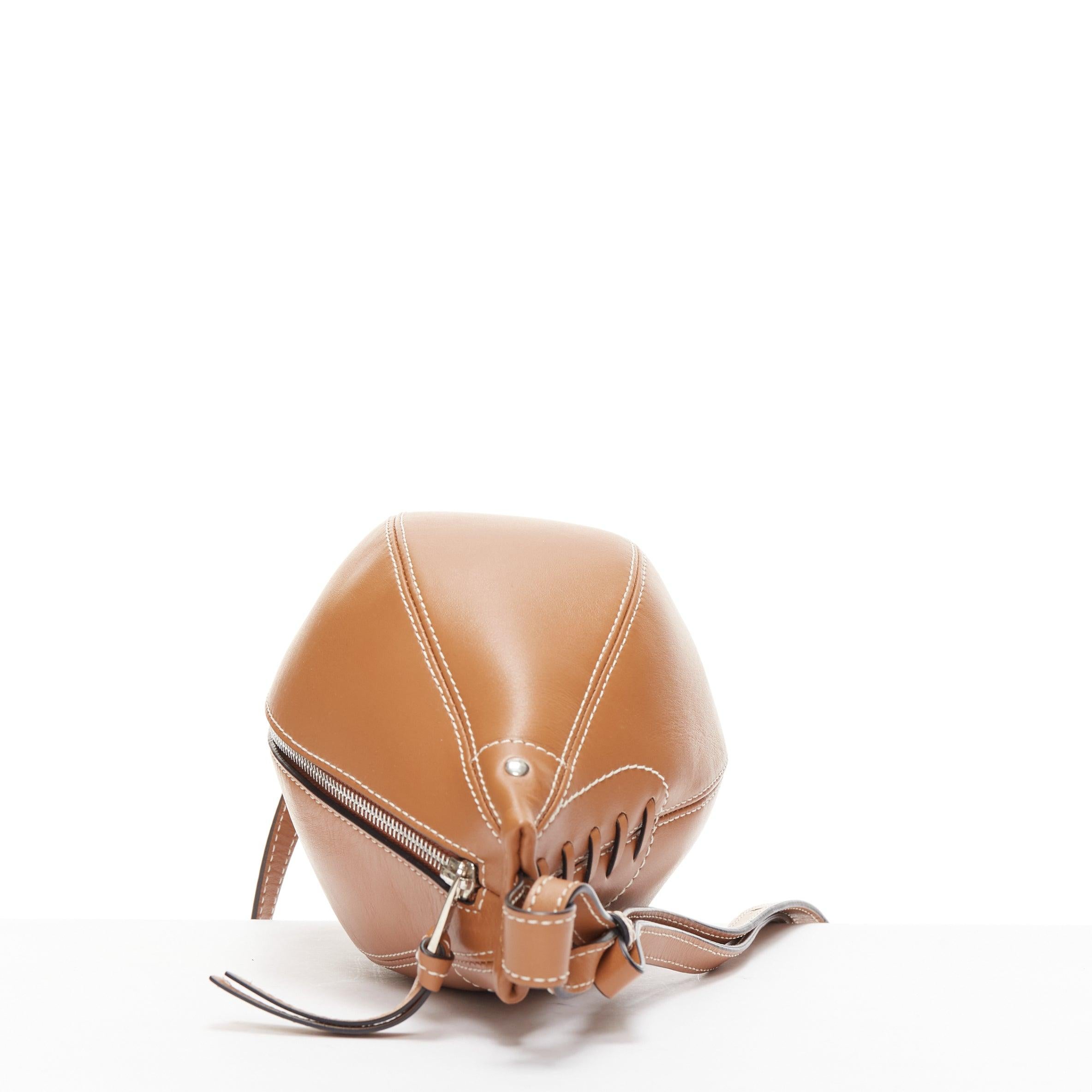 JW ANDERSON Small Punch tan leather logo silver zip teardrop shoulder bag In Excellent Condition In Hong Kong, NT