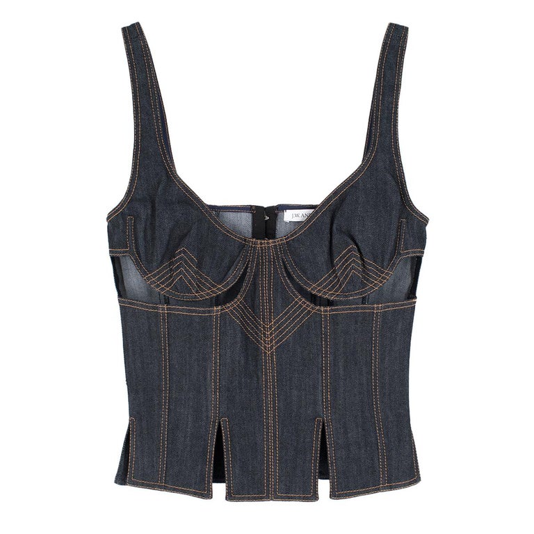 JW Anderson Stretch Denim Cut Out Bodice Top US 4 In New Condition In London, GB