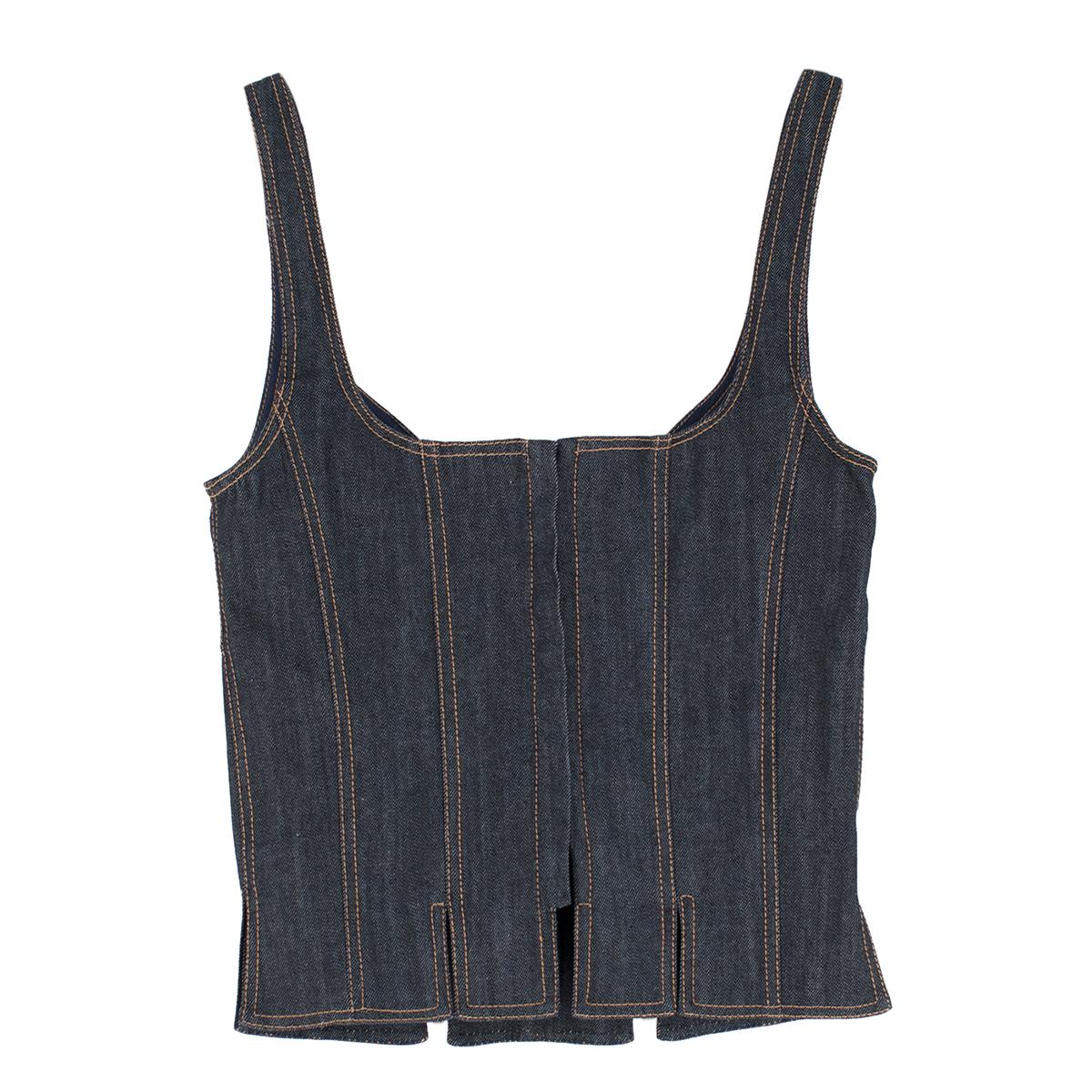 Black JW Anderson Stretch Denim Cut Out Bodice Top US 4