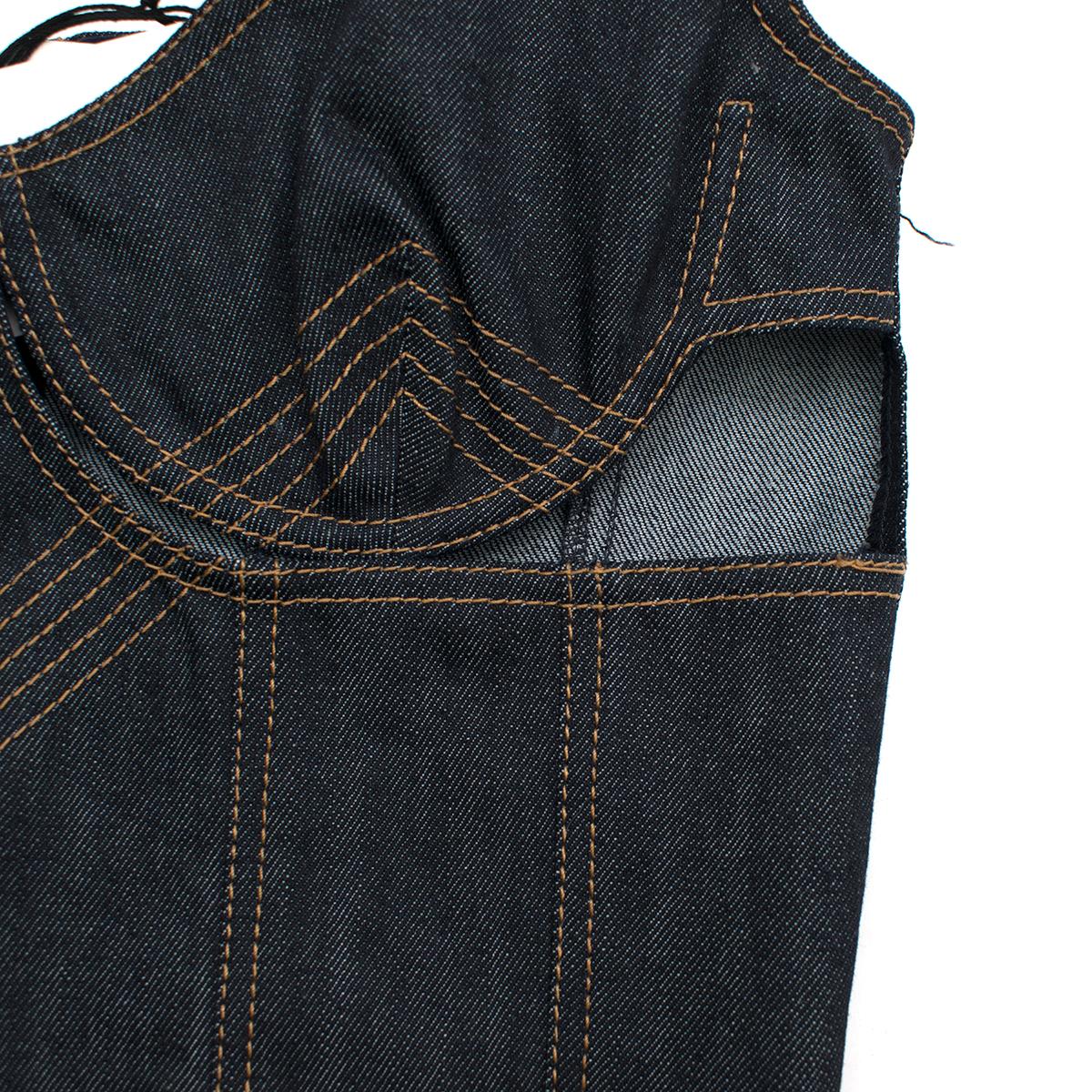 Women's JW Anderson Stretch Denim Cut Out Bodice Top US 4