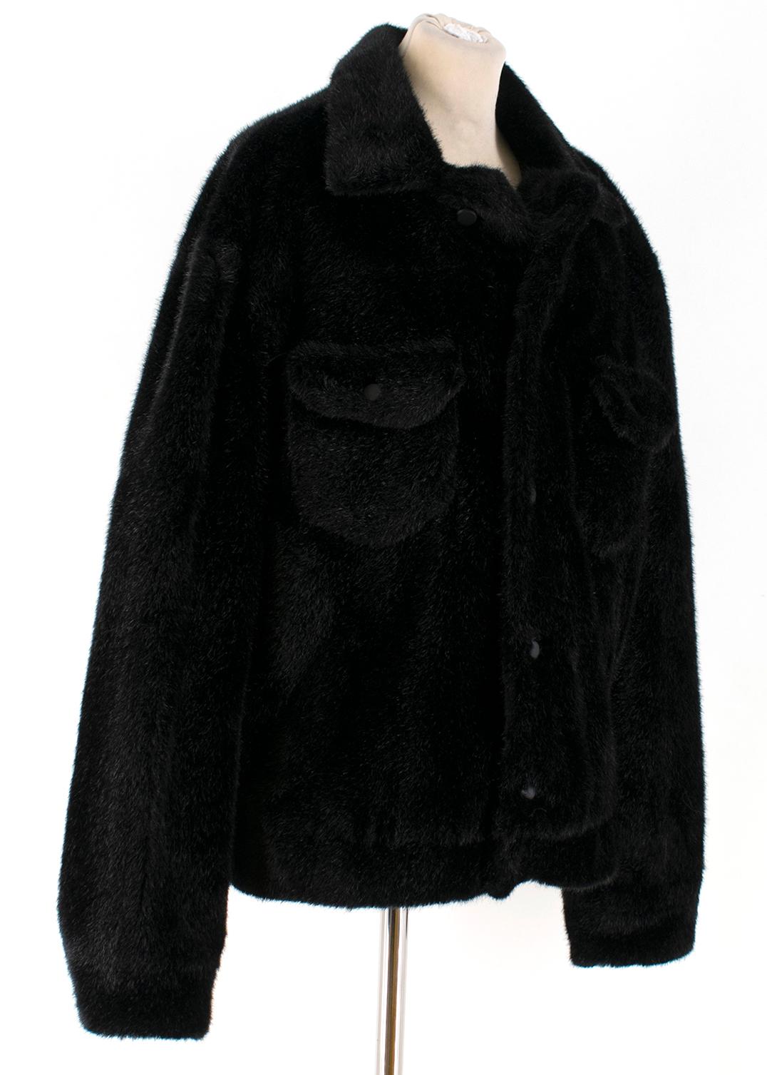 JW Anderson X ASAP Rocky Faux Fur Teddy Coat

- Black teddy bear faux fur jacket
- Button fastening
- Front bust buttoned pockets and side pockets
- Lined
- Long sleeves with buttoned cuffs

Please note, these items are pre-owned and may show some