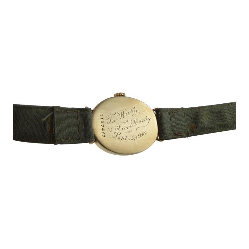 J.W. Benson 14 Karat Oval Military Style graviertes handgefertigtes Armband aus 1918 4