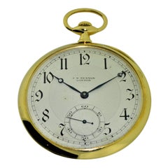 J.W. Benson 18 Karat Gold Open Face Pocket Watch by LeCoultre, circa 1920s