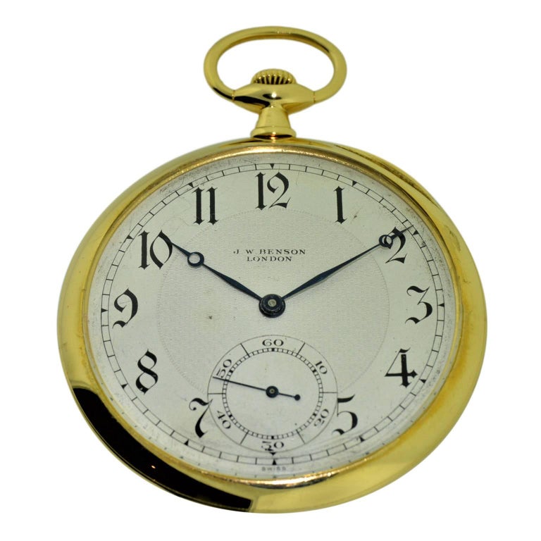 Jw benson 18ct top gold pocket watch