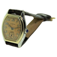 J.W. Benson 18 Karat Two-Tone Gold Tortue Shaped Wristwatch, circa 1920s