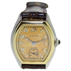 J.W. Benson 18 Karat Two-Tone Gold Tortue Shaped Wristwatch, circa 1920s