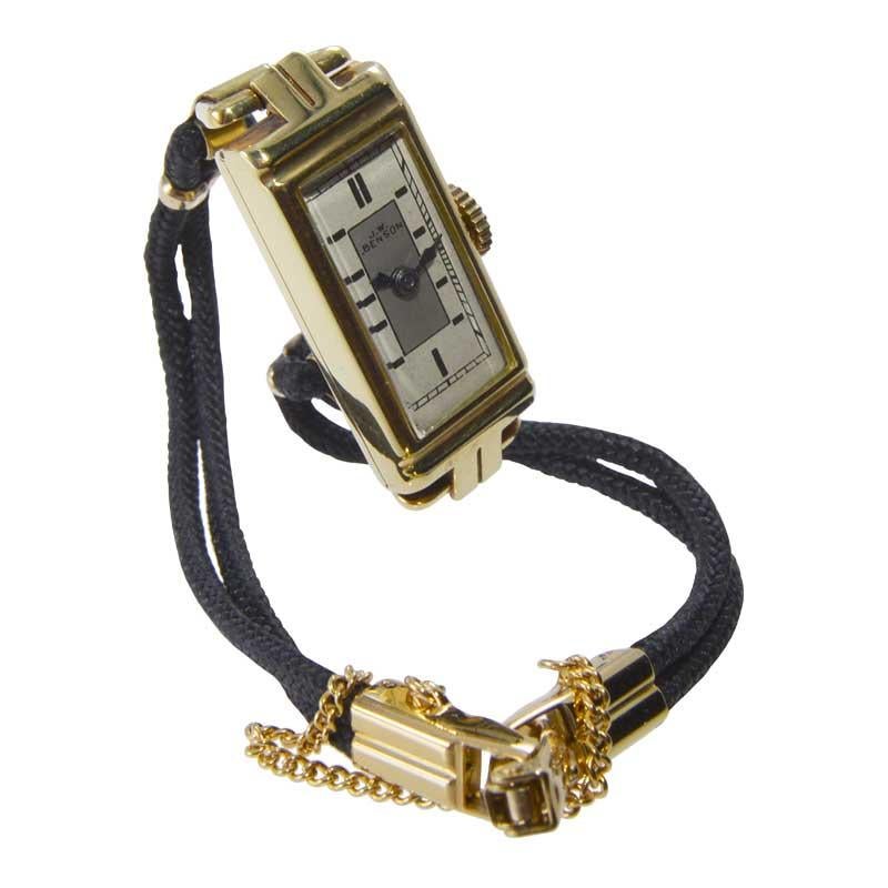 Women's or Men's J.W. Benson 9ct. Solid Gold Art Deco Wrist Watch circa 1930's Hand Made