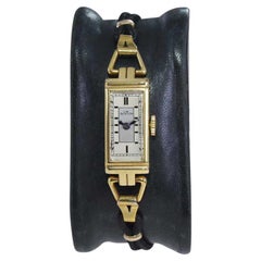 J.W. Benson 9ct. Solid Gold Art Deco Wrist Watch circa 1930's Hand Made