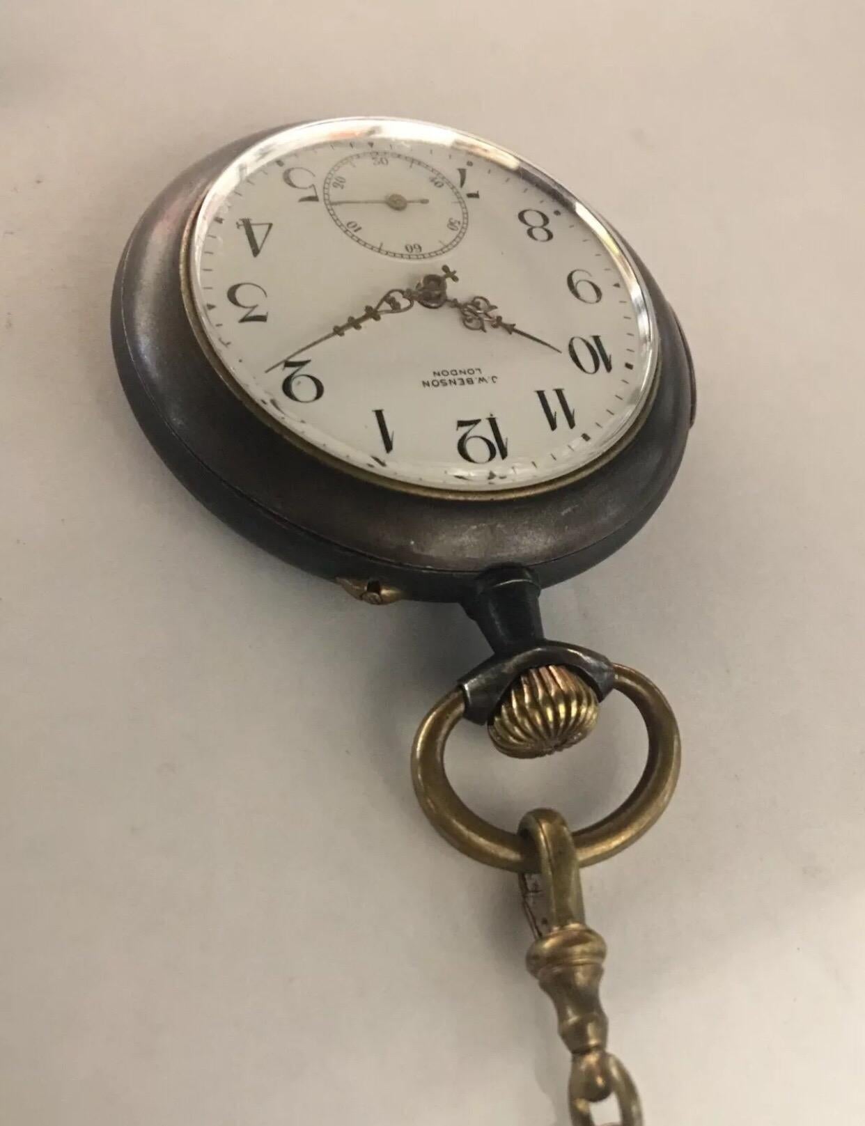 JW Benson London Antique Gunmetal Quarter Repeater Pocket Watch Signed Invicta For Sale 3